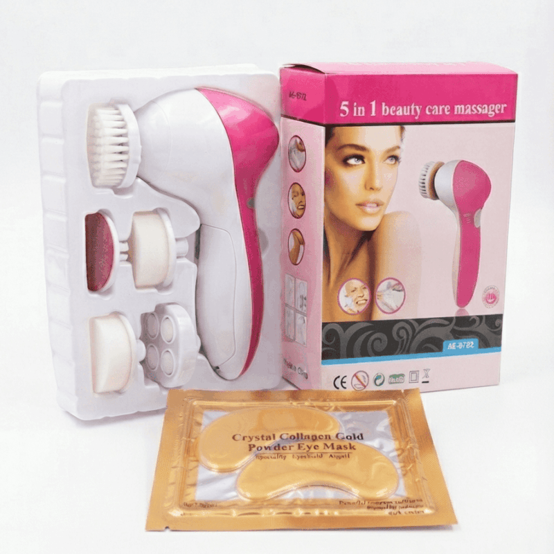 masajeador y limpiador facial electrico 5 en 1 + parches de colágeno