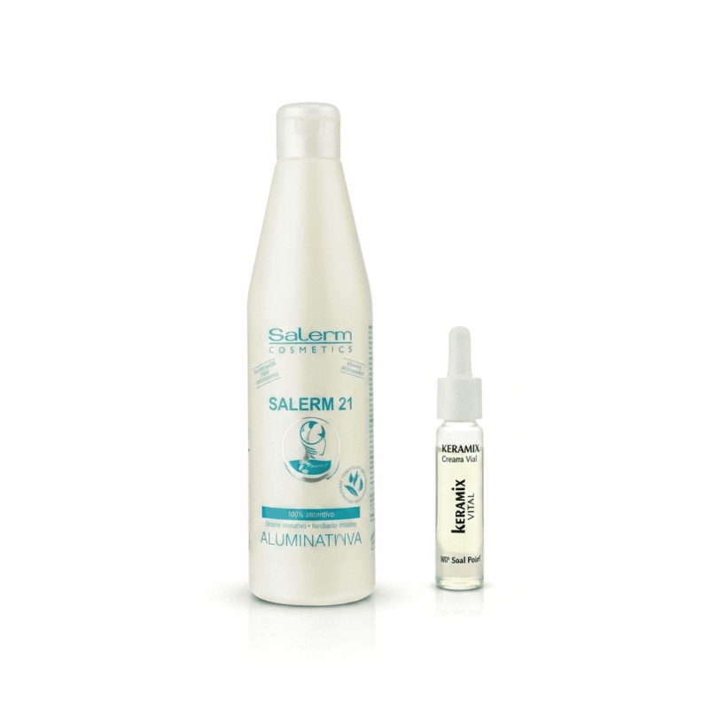 set salerm 21 + ampolla keramix antifrizz/ efecto liso