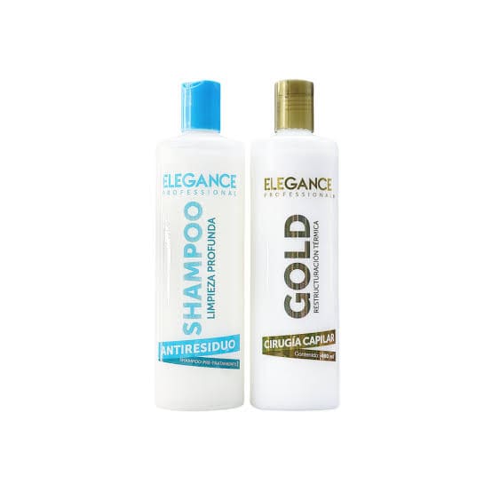 cirugía capilar elegance gold 480ml + shampoo antiresiduo