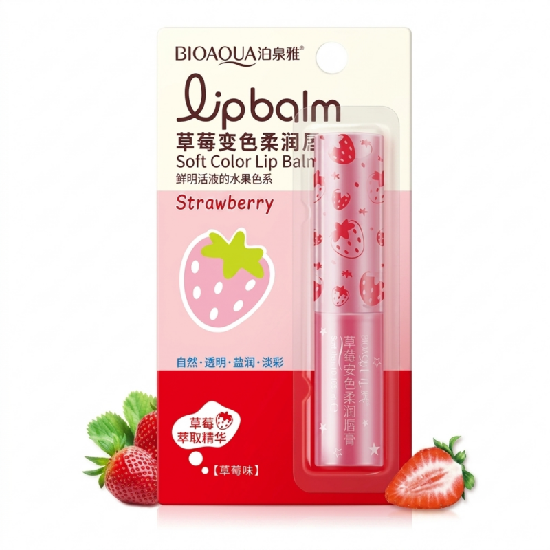 bálsamo labial humectante de fresa bioaqua