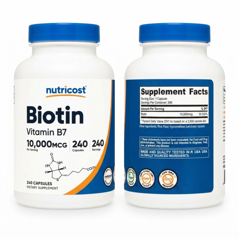 Nutricost Biotin 10,000 mcg 240 Cápsulas