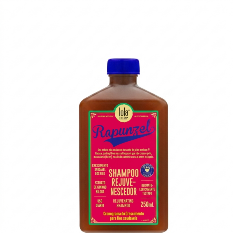 shampoo rejuvenecedor vegano lola cosmetics rapunzel crecimiento 250ml