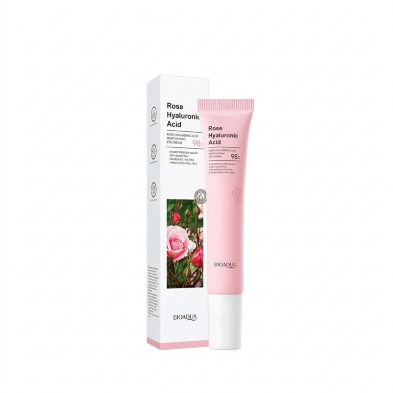 contorno de ojos bioaqua rosas y Ácido hialurónico hidratante 20g