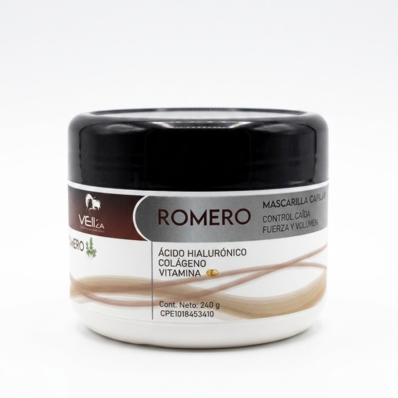 Mascarilla de Romero con Ácido Hialurónico Vitamina E Control Caida Sin Sal Veiiza 240 ml