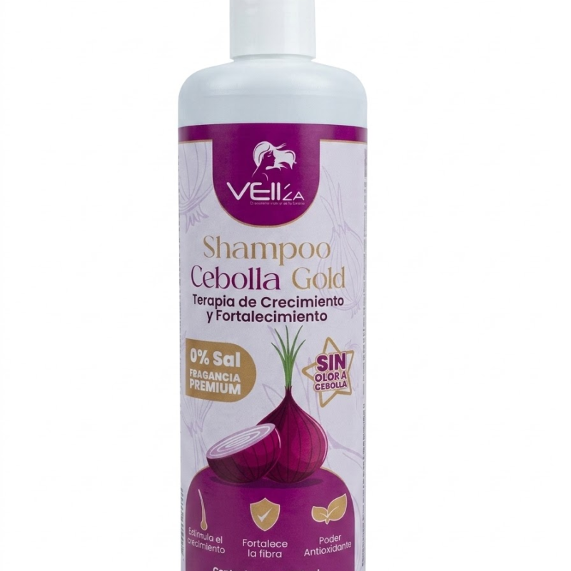 Shampoo Cebolla Gold Veiiza Crecimiento y Fortalecimiento Sin Sal 420 ml
