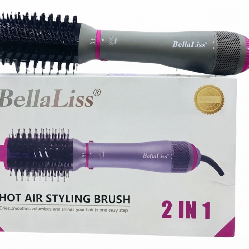 Cepillo Secador Bellaliss 2 En 1 Bella-6738 Gris-Fucsia
